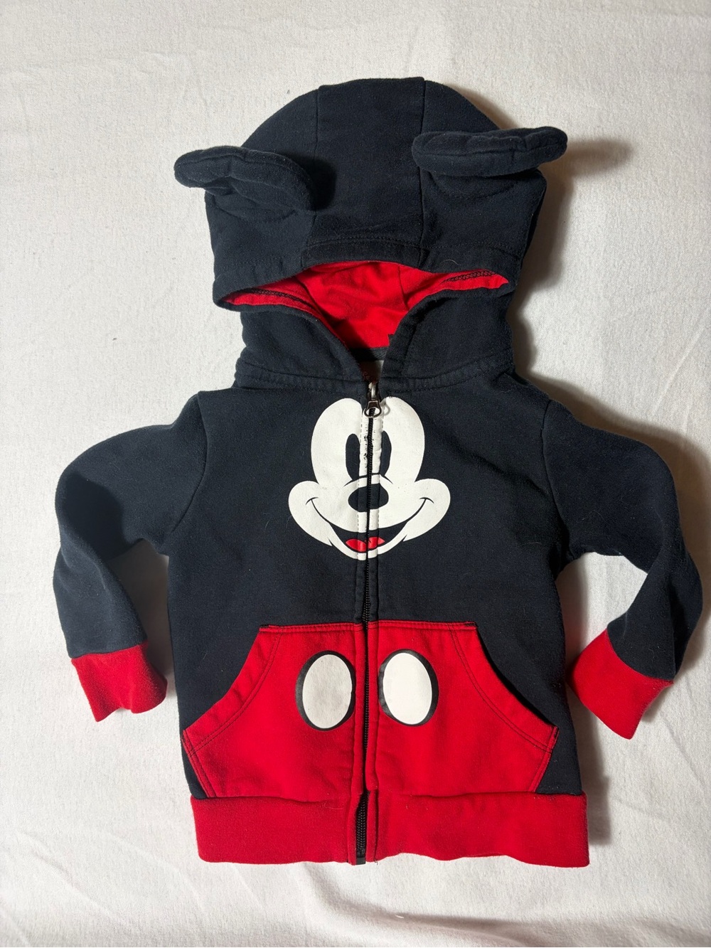 Y2K vintage Mickey Mouse black & Red Hooded Zip-Up Sweatshirt - Kids